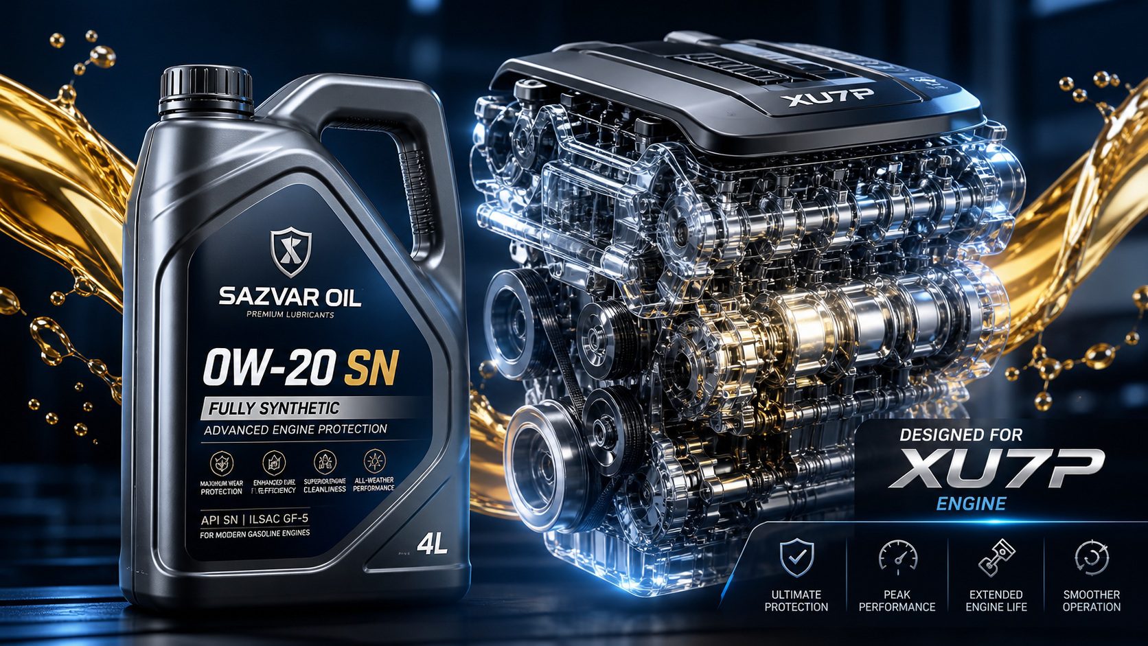 روغن موتور 0W-20 SN برای موتور XU7P؛ راهنمای کامل انتخاب و مزایا